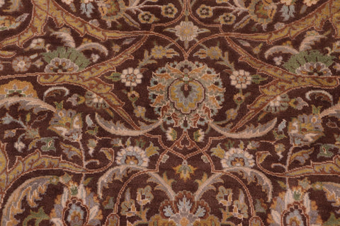 handmade Transitional Regular Brown Tan Hand Knotted RECTANGLE 100% WOOL area rug 9x12