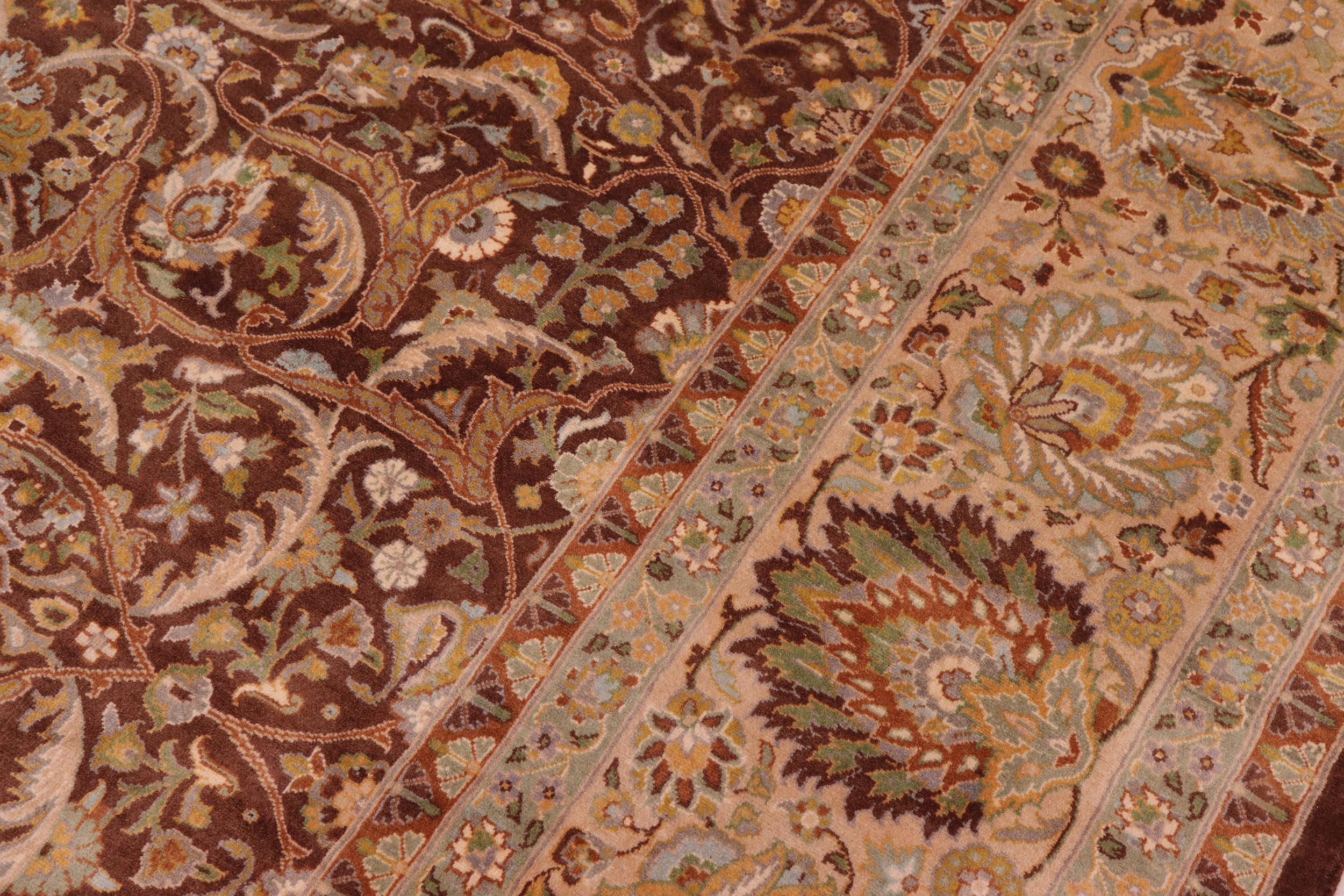 handmade Transitional Regular Brown Tan Hand Knotted RECTANGLE 100% WOOL area rug 9x12