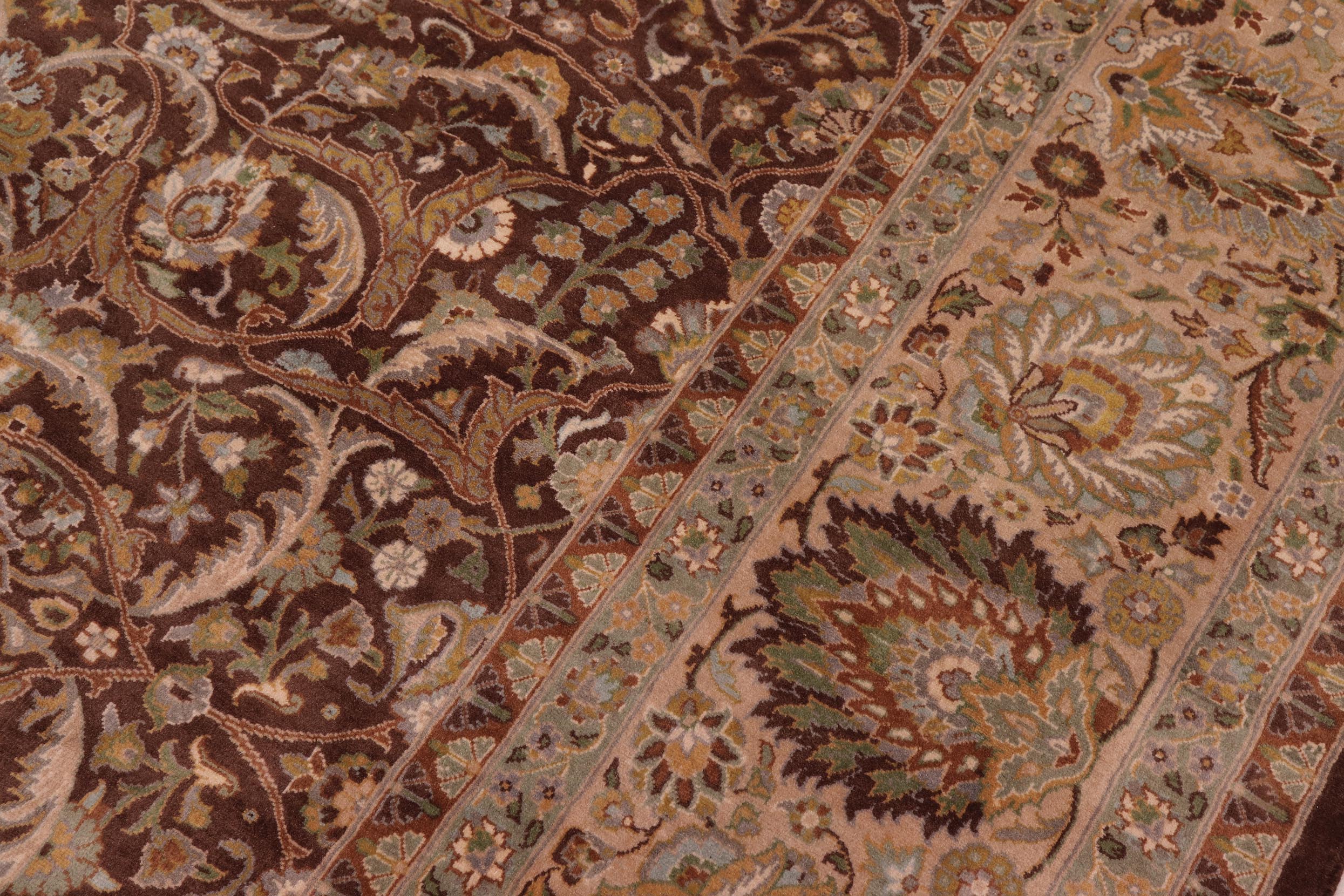 handmade Transitional Regular Brown Tan Hand Knotted RECTANGLE 100% WOOL area rug 9x12