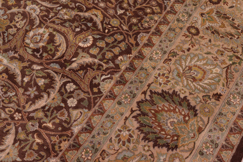 handmade Transitional Regular Brown Tan Hand Knotted RECTANGLE 100% WOOL area rug 9x12