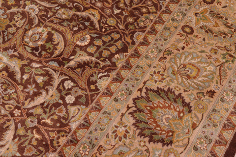 handmade Transitional Regular Brown Tan Hand Knotted RECTANGLE 100% WOOL area rug 9x12