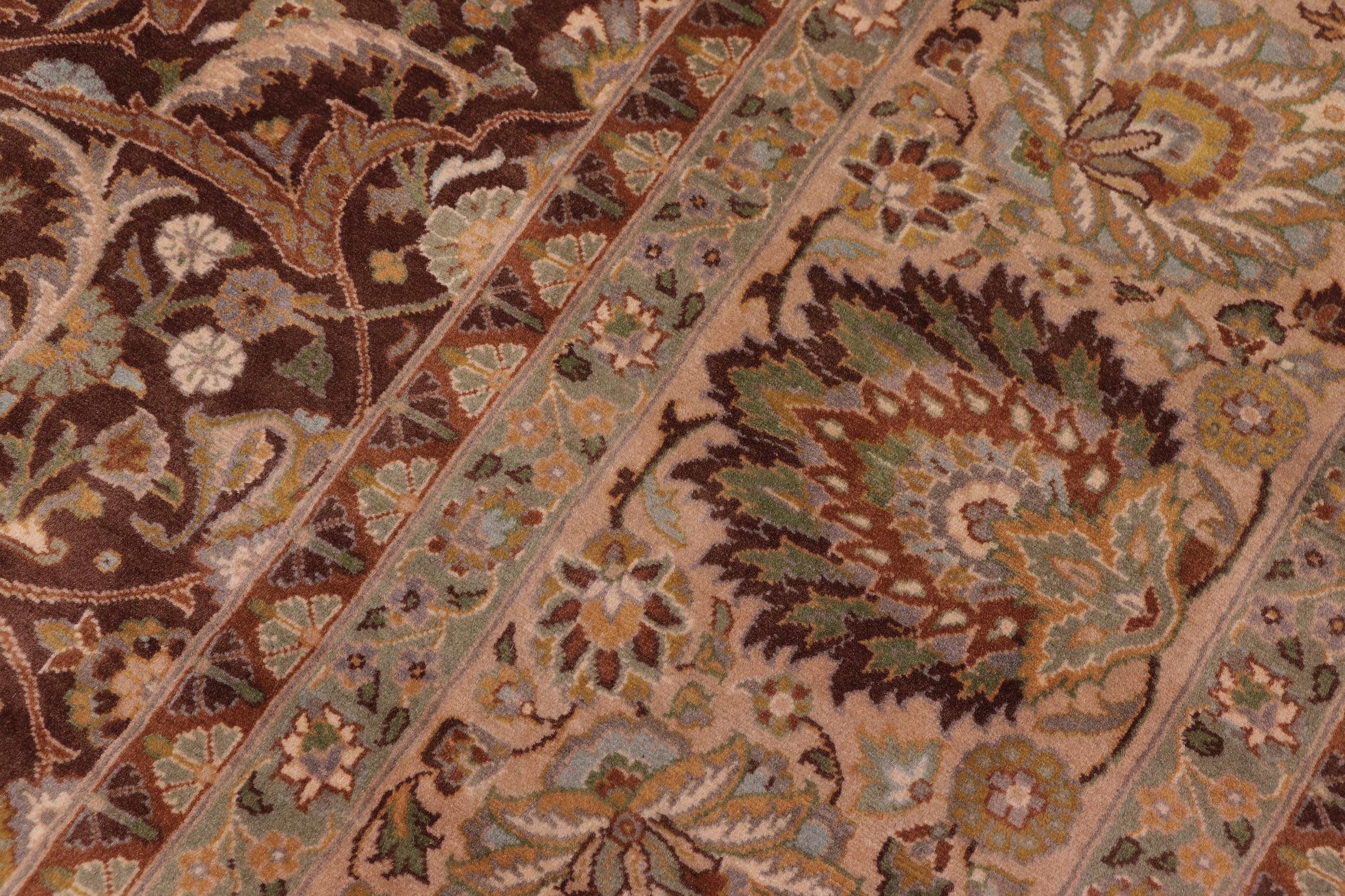handmade Transitional Regular Brown Tan Hand Knotted RECTANGLE 100% WOOL area rug 9x12