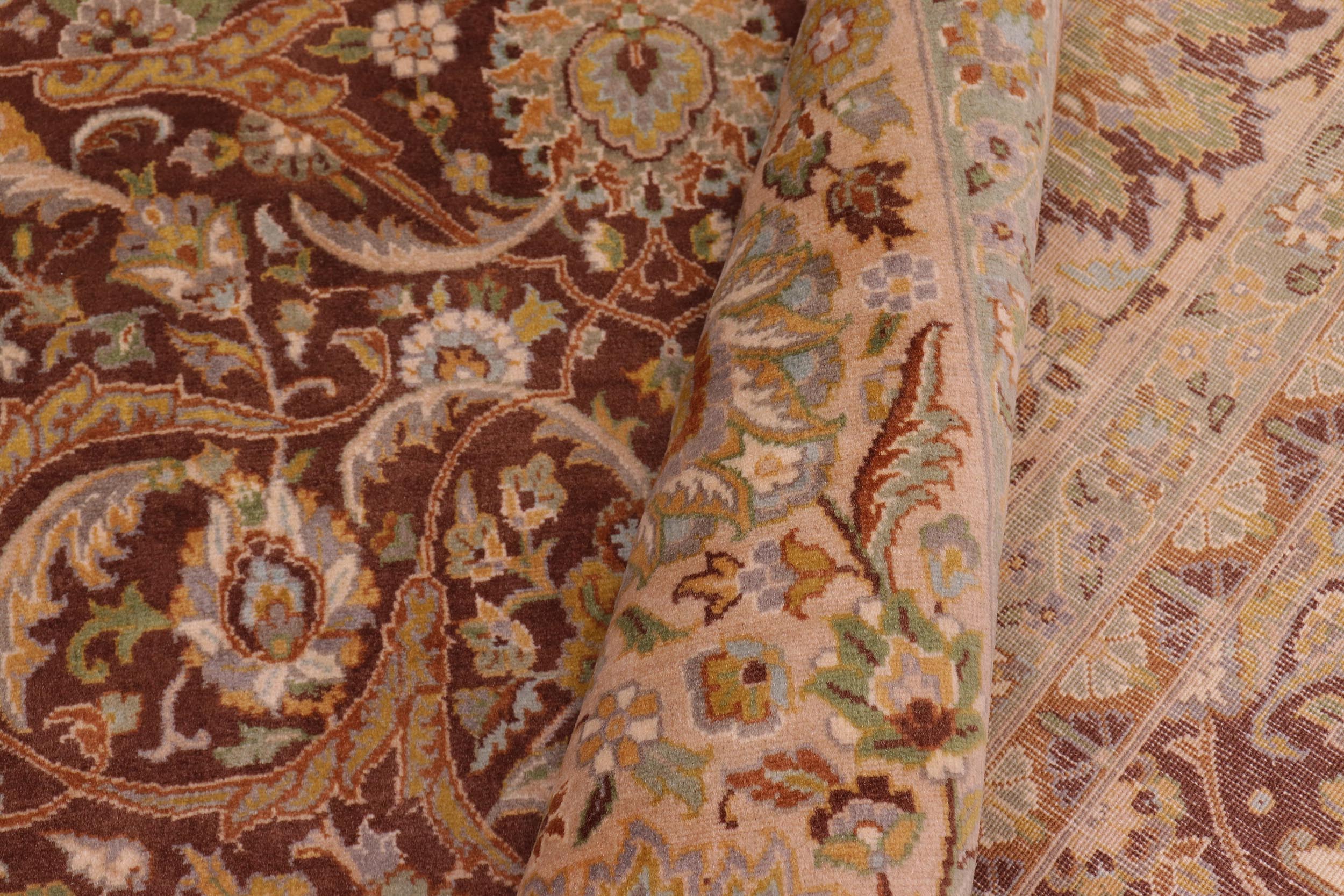 handmade Transitional Regular Brown Tan Hand Knotted RECTANGLE 100% WOOL area rug 9x12