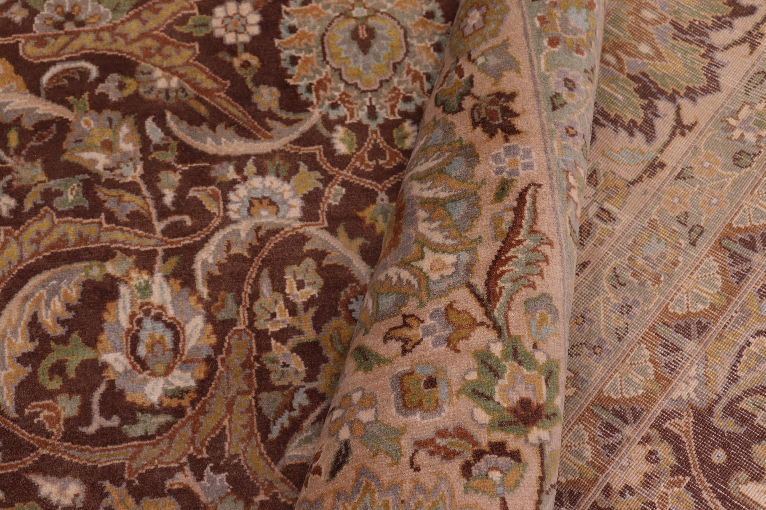 handmade Transitional Regular Brown Tan Hand Knotted RECTANGLE 100% WOOL area rug 9x12