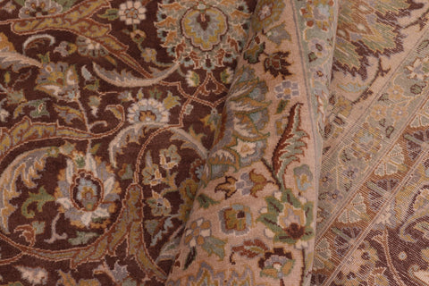 handmade Transitional Regular Brown Tan Hand Knotted RECTANGLE 100% WOOL area rug 9x12