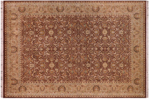 handmade Transitional Regular Brown Tan Hand Knotted RECTANGLE 100% WOOL area rug 9x12