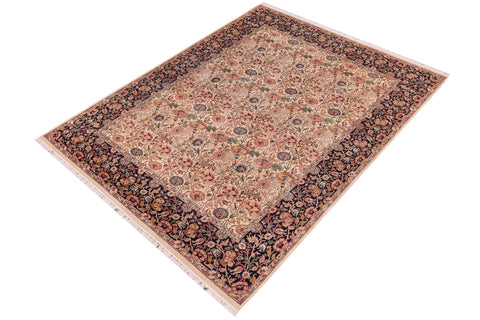handmade Transitional Sultan Ivory Blue Hand Knotted RECTANGLE 100% WOOL area rug 9x12