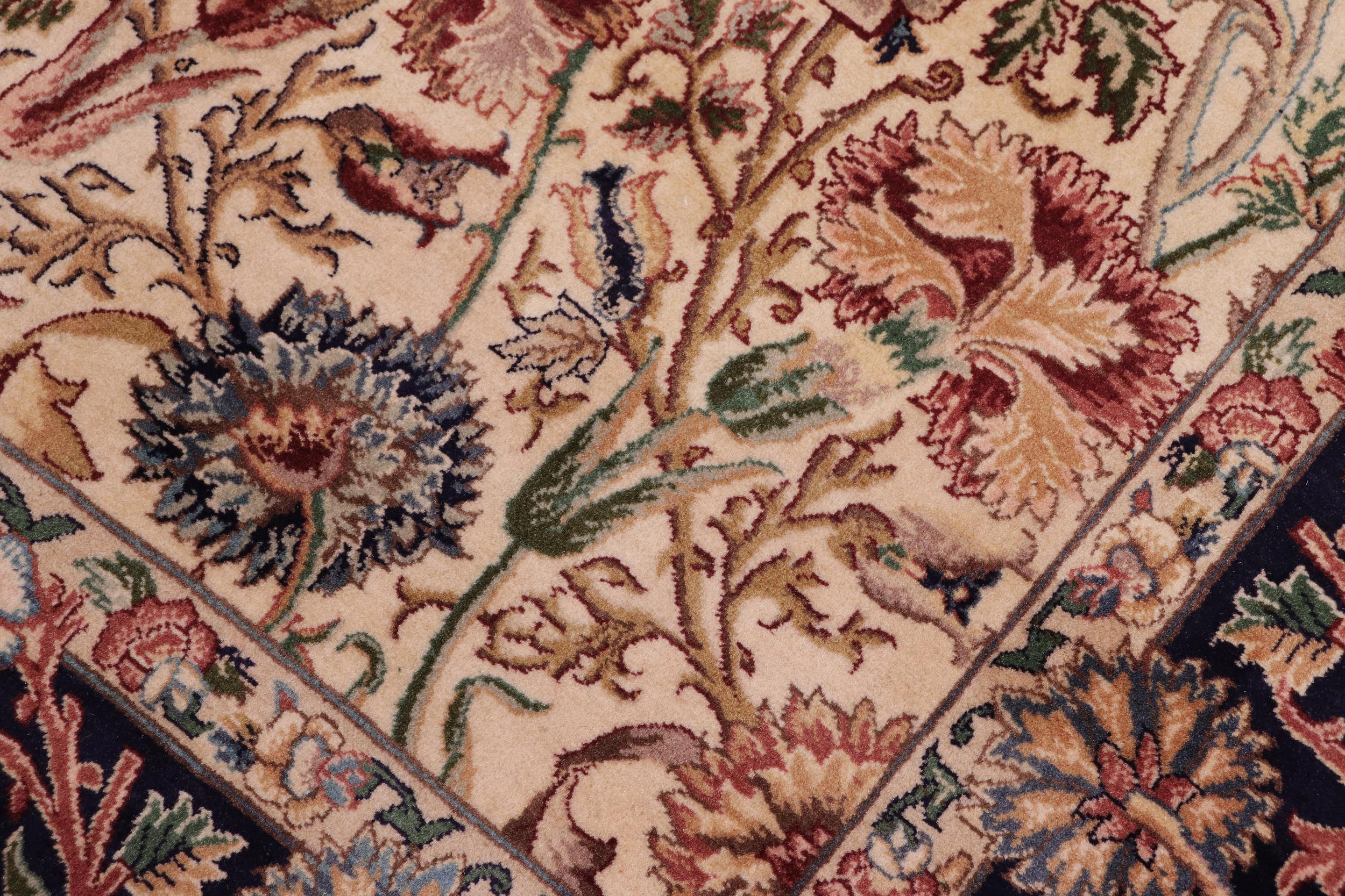 handmade Transitional Sultan Ivory Blue Hand Knotted RECTANGLE 100% WOOL area rug 9x12