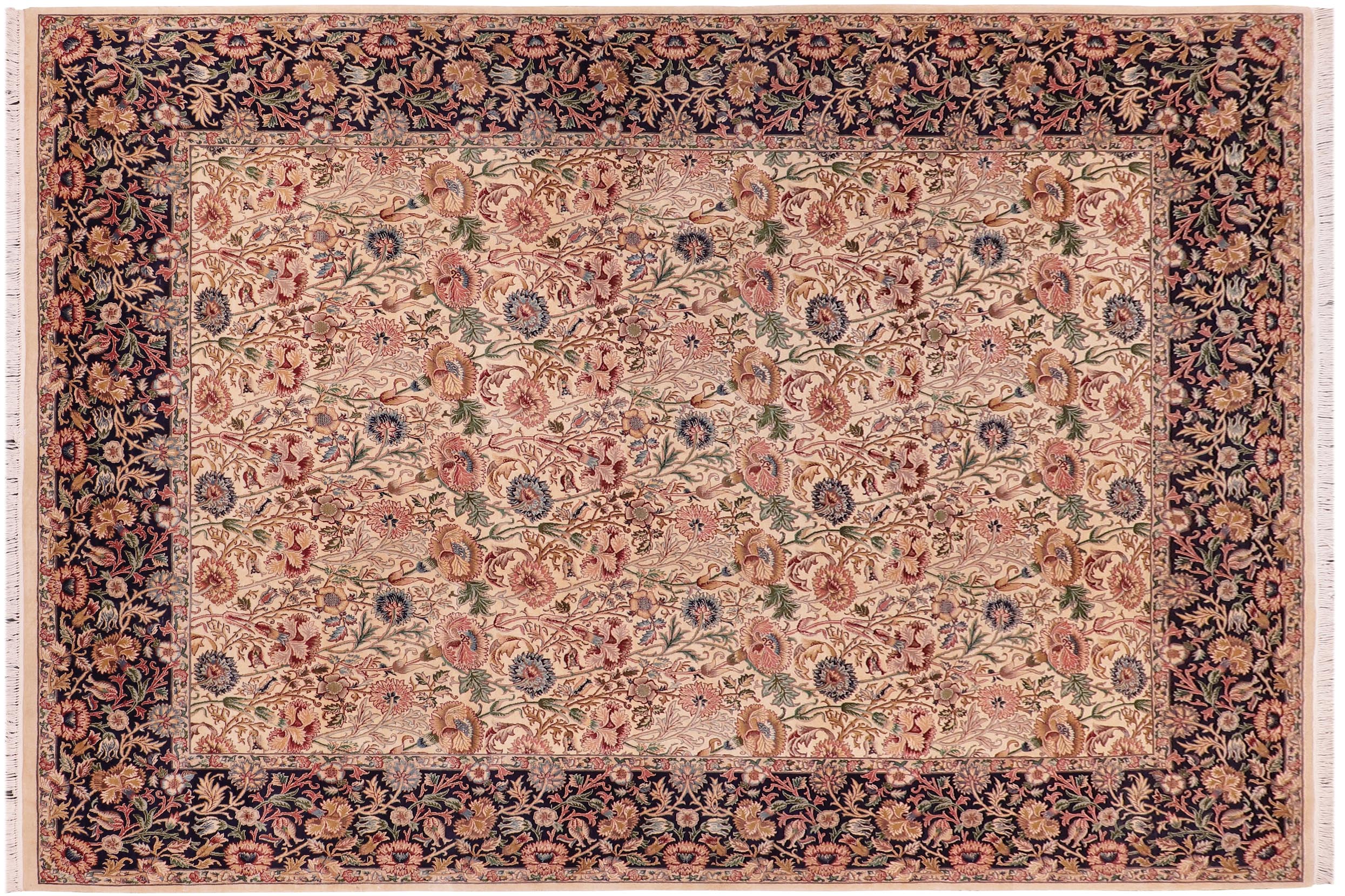 handmade Transitional Sultan Ivory Blue Hand Knotted RECTANGLE 100% WOOL area rug 9x12