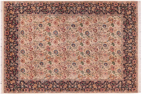 handmade Transitional Sultan Ivory Blue Hand Knotted RECTANGLE 100% WOOL area rug 9x12