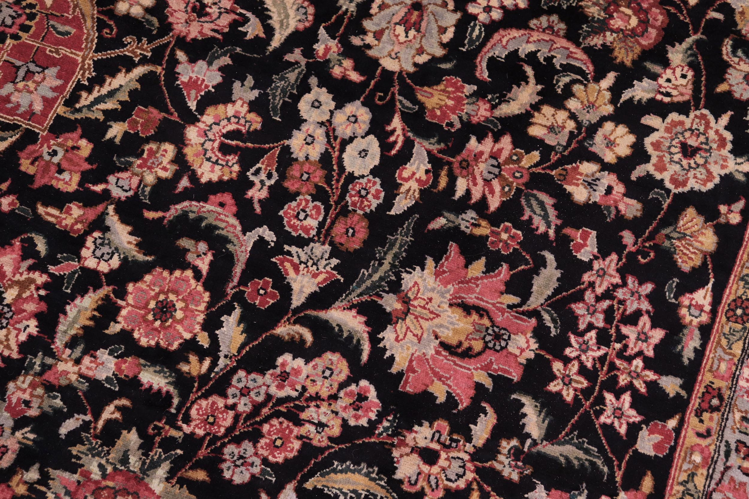 handmade Traditional Kashan Black Red Hand Knotted RECTANGLE 100% WOOL area rug 9x12