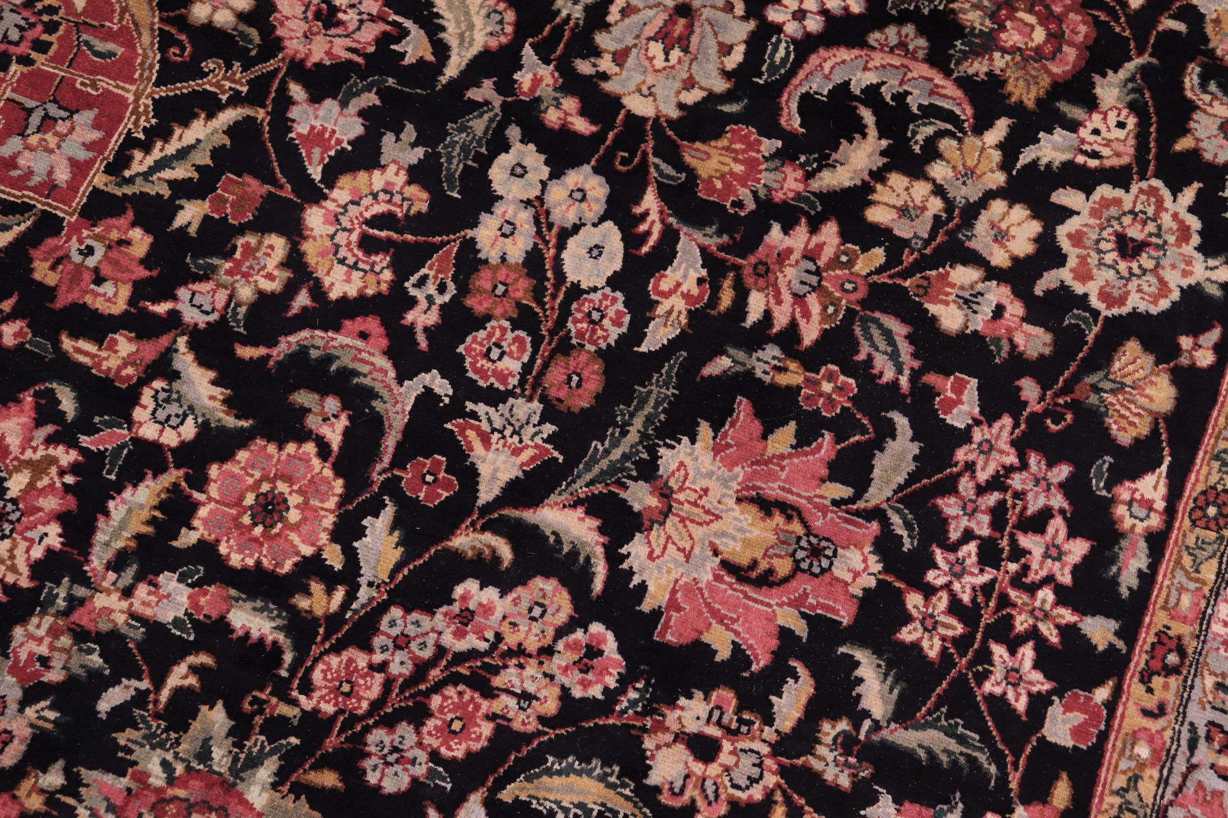 handmade Traditional Kashan Black Red Hand Knotted RECTANGLE 100% WOOL area rug 9x12