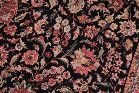 handmade Traditional Kashan Black Red Hand Knotted RECTANGLE 100% WOOL area rug 9x12