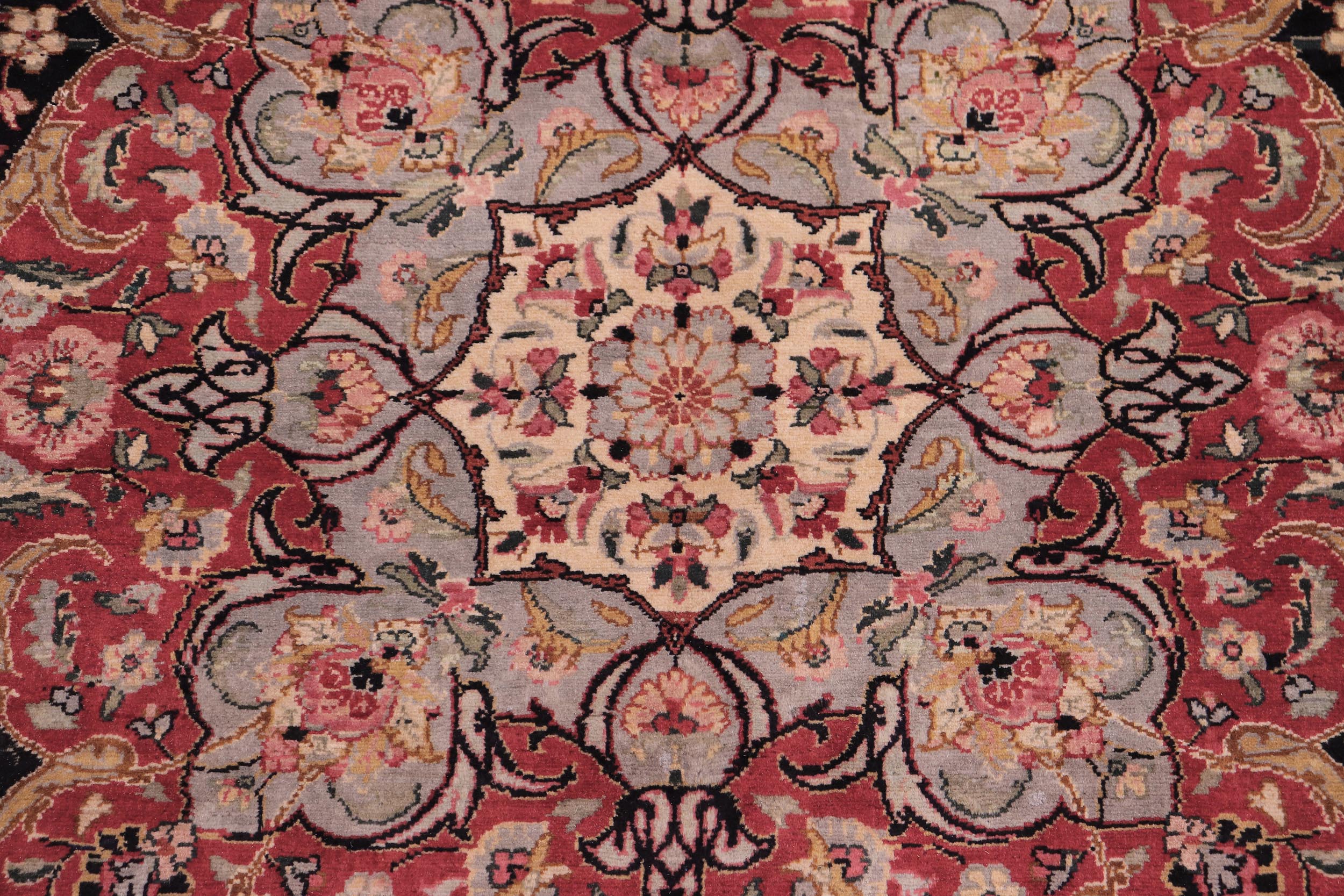 handmade Traditional Kashan Black Red Hand Knotted RECTANGLE 100% WOOL area rug 9x12