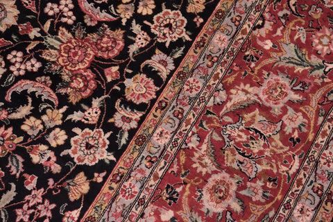 handmade Traditional Kashan Black Red Hand Knotted RECTANGLE 100% WOOL area rug 9x12
