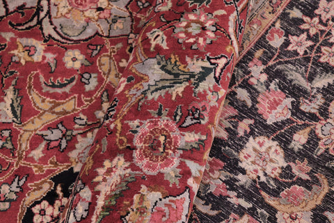 handmade Traditional Kashan Black Red Hand Knotted RECTANGLE 100% WOOL area rug 9x12