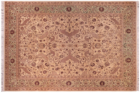 handmade Traditional Agra #2 Gold Lt. Green Hand Knotted RECTANGLE 100% WOOL area rug 9x12