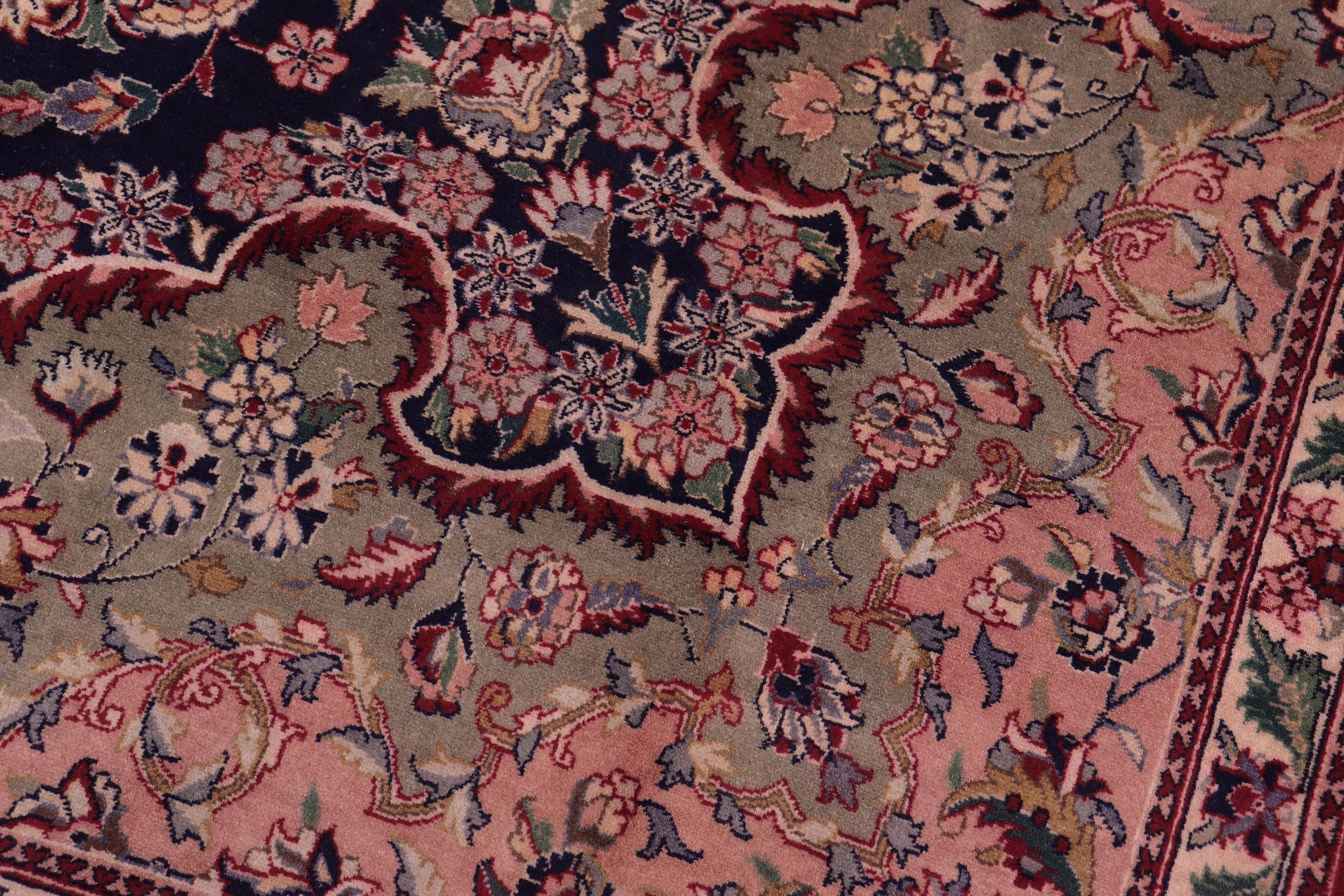 handmade Traditional Tabriz Blue Ivory Hand Knotted RECTANGLE 100% WOOL area rug 9x12