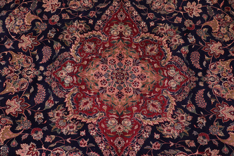 handmade Traditional Tabriz Blue Ivory Hand Knotted RECTANGLE 100% WOOL area rug 9x12