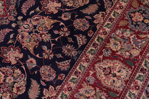 handmade Traditional Tabriz Blue Ivory Hand Knotted RECTANGLE 100% WOOL area rug 9x12