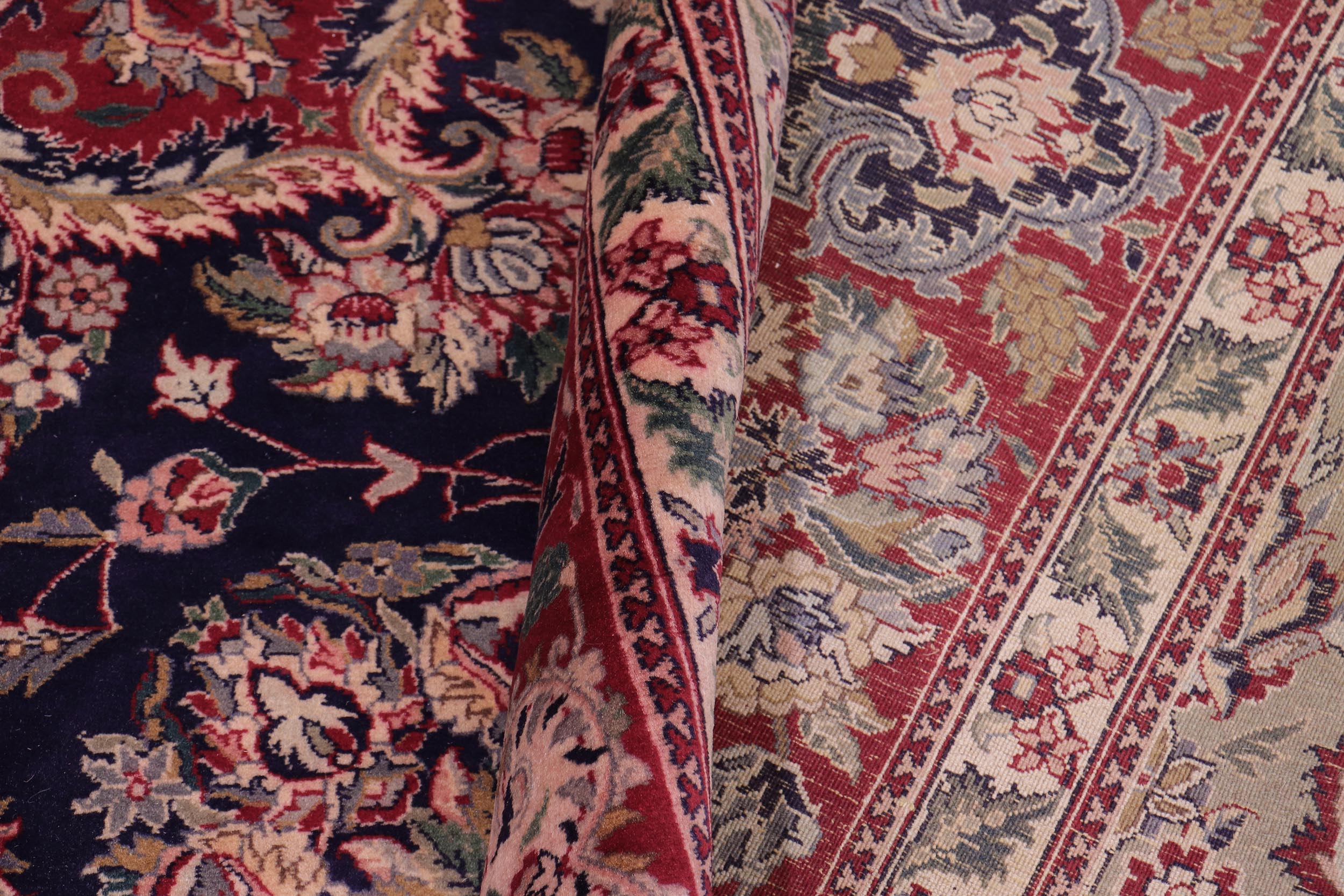 handmade Traditional Tabriz Blue Ivory Hand Knotted RECTANGLE 100% WOOL area rug 9x12