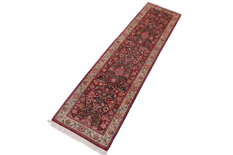 handmade Traditional Kirman Red Beige Hand Knotted RUNNER 100% WOOL area rug 3' x 10'