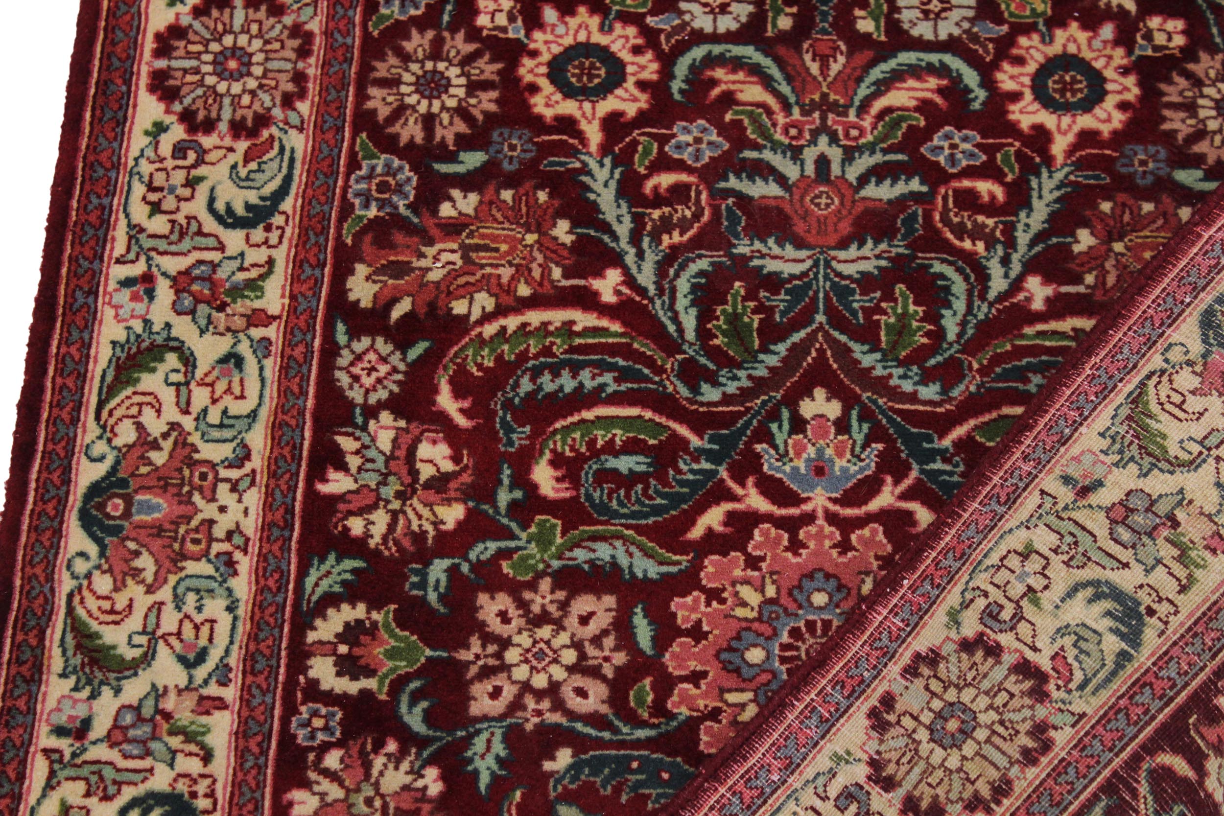 handmade Traditional Kirman Red Beige Hand Knotted RUNNER 100% WOOL area rug 3' x 10'