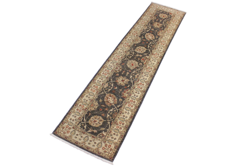 handmade Traditional Kafkaz Gray Beige Hand Knotted RUNNER 100% WOOL area rug 3' x 11'