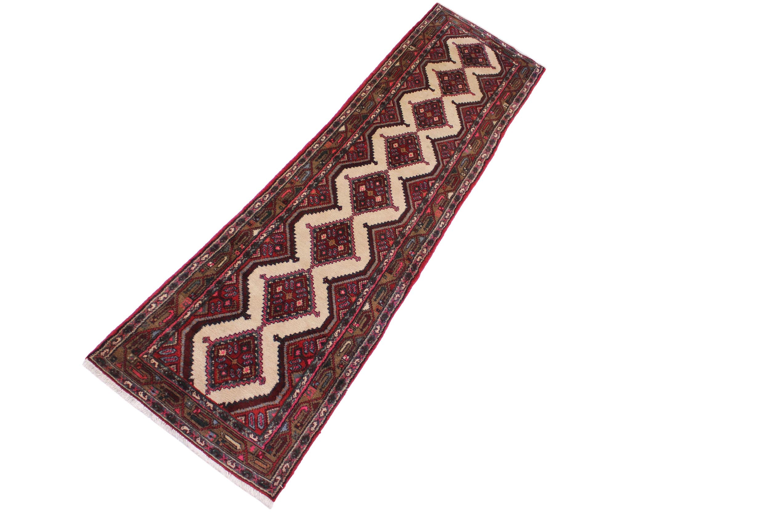 handmade Traditional Hamadan Red Lt. Brown Hand Knotted RUNNER 100% WOOL area rug 3 x 9