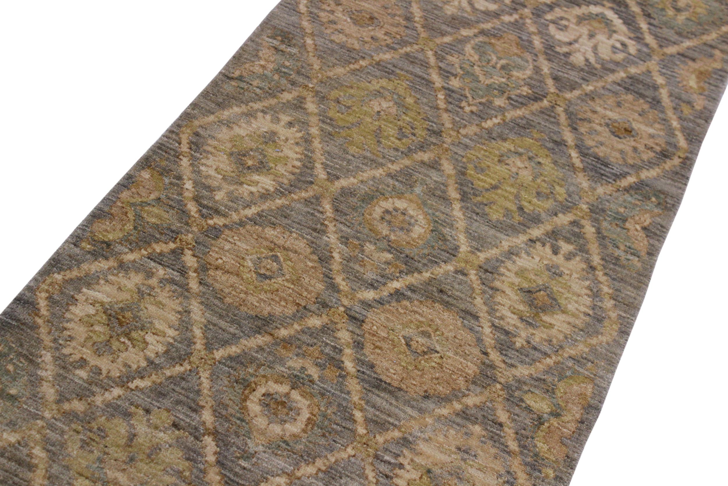 handmade Modern Kafkaz Gray Ivory Hand Knotted RUNNER 100% WOOL area rug 3' x 9'