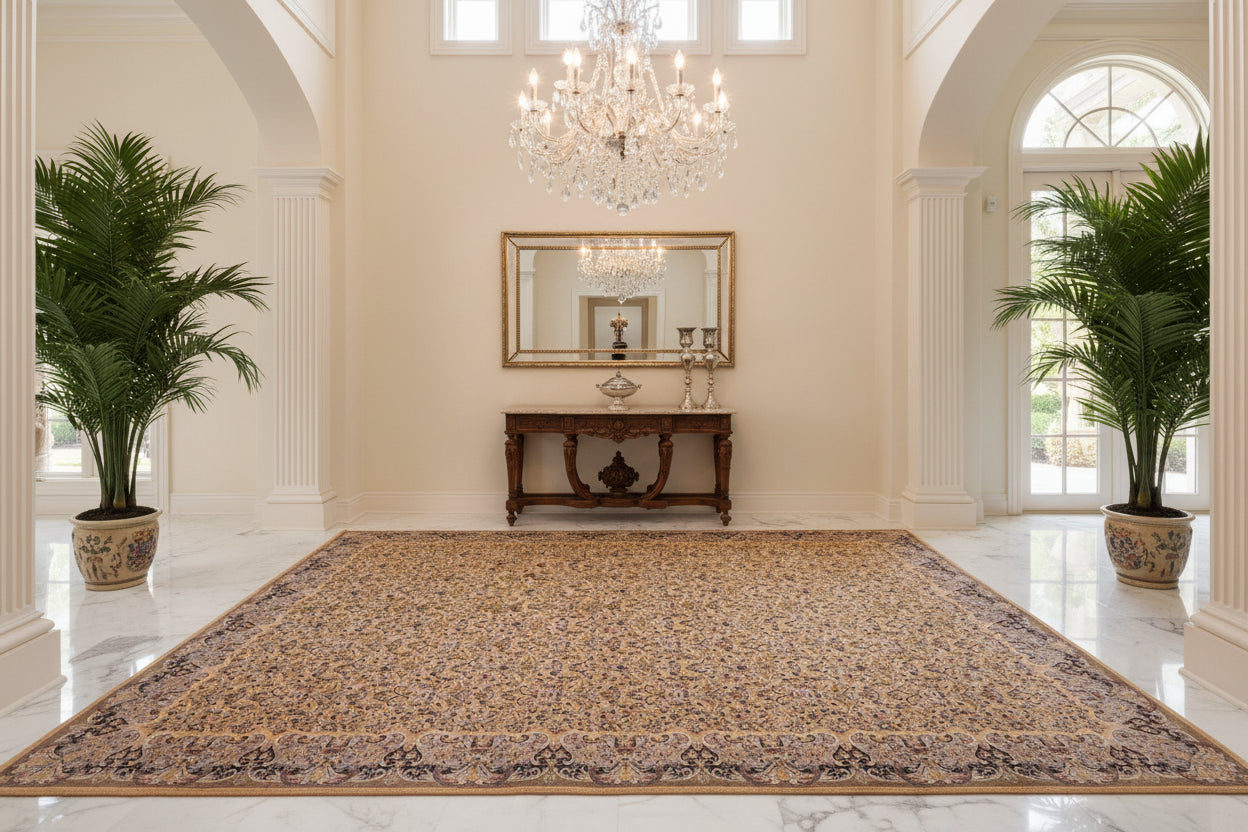 handmade Transitional Darbari Gold Gold Hand Knotted RECTANGLE 100% WOOL area rug 12x18