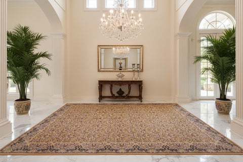 handmade Transitional Darbari Gold Gold Hand Knotted RECTANGLE 100% WOOL area rug 12x18