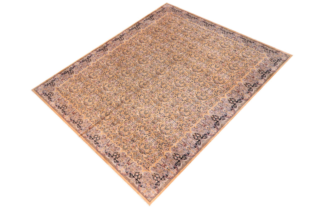 handmade Transitional Darbari Gold Gold Hand Knotted RECTANGLE 100% WOOL area rug 12x18