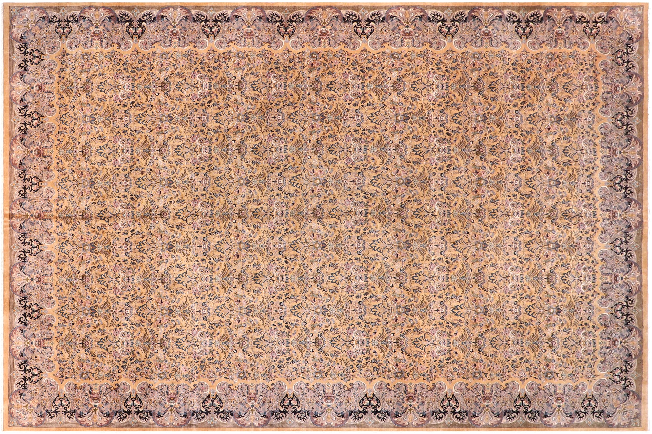 handmade Transitional Darbari Gold Gold Hand Knotted RECTANGLE 100% WOOL area rug 12x18