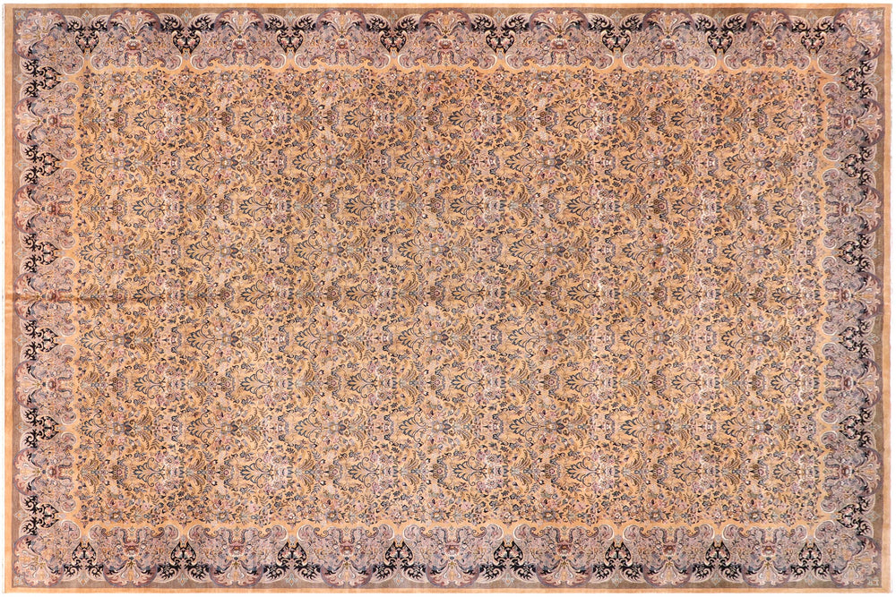 handmade Transitional Darbari Gold Gold Hand Knotted RECTANGLE 100% WOOL area rug 12x18