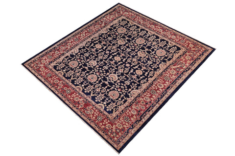 handmade Transitional Kafkaz Blue Red Hand Knotted SQUARE 100% WOOL area rug 8' x 8'