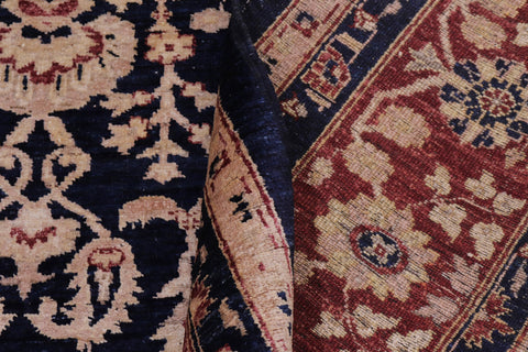 handmade Transitional Kafkaz Blue Red Hand Knotted SQUARE 100% WOOL area rug 8' x 8'