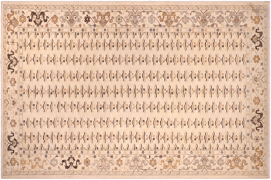 handmade Transitional Kafkaz Lt. Tan Lt. Tan Hand Knotted RECTANGLE 100% WOOL area rug 9' x 15'