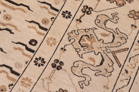 handmade Transitional Kafkaz Lt. Tan Lt. Tan Hand Knotted RECTANGLE 100% WOOL area rug 9' x 15'
