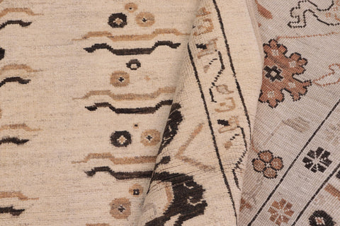 handmade Transitional Kafkaz Lt. Tan Lt. Tan Hand Knotted RECTANGLE 100% WOOL area rug 9' x 15'