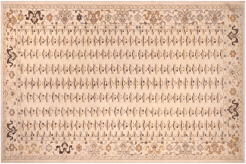handmade Transitional Kafkaz Lt. Tan Lt. Tan Hand Knotted RECTANGLE 100% WOOL area rug 9' x 15'