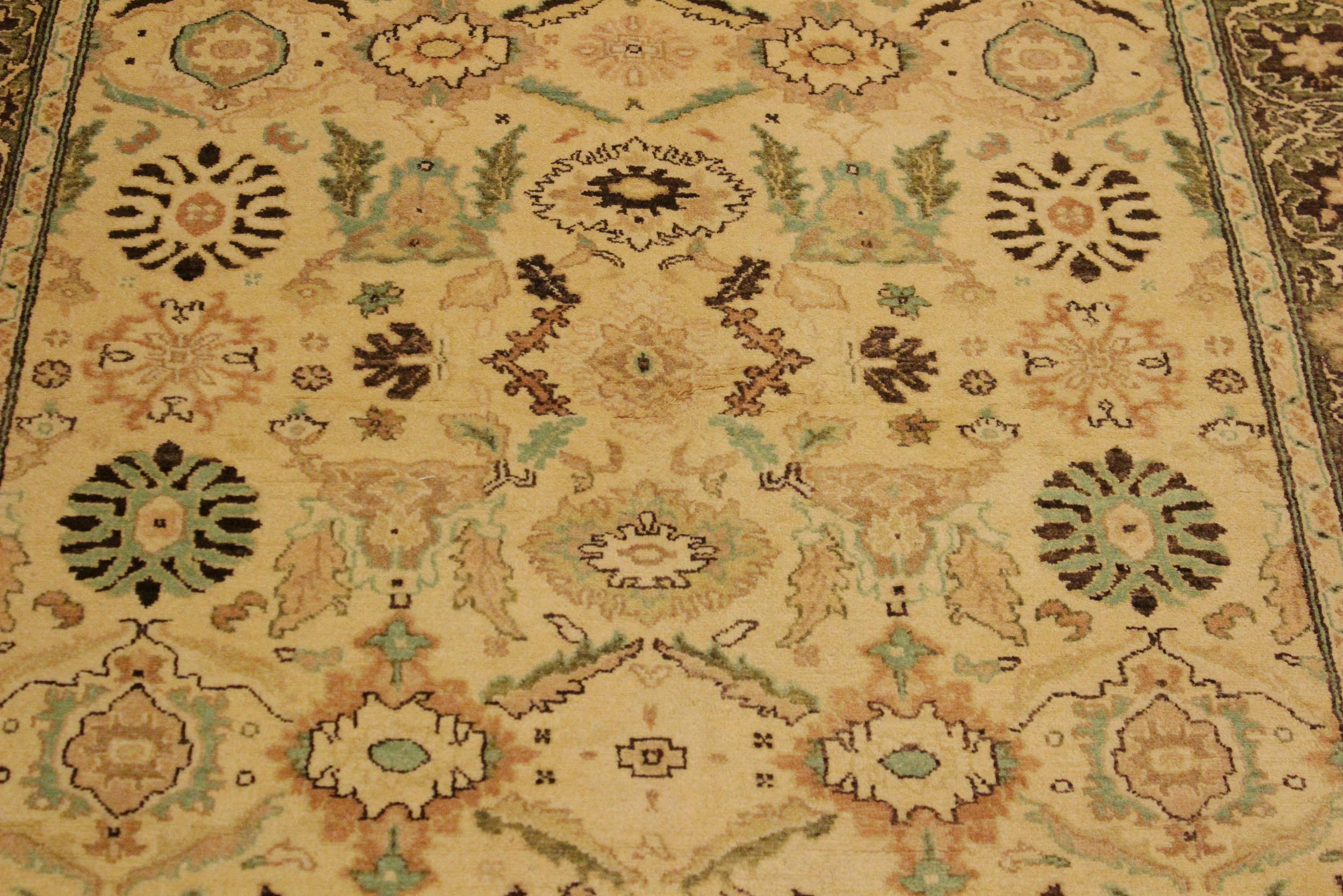 handmade Traditional Sultanabad Beige Green Hand Knotted RECTANGLE 100% WOOL area rug 4x6