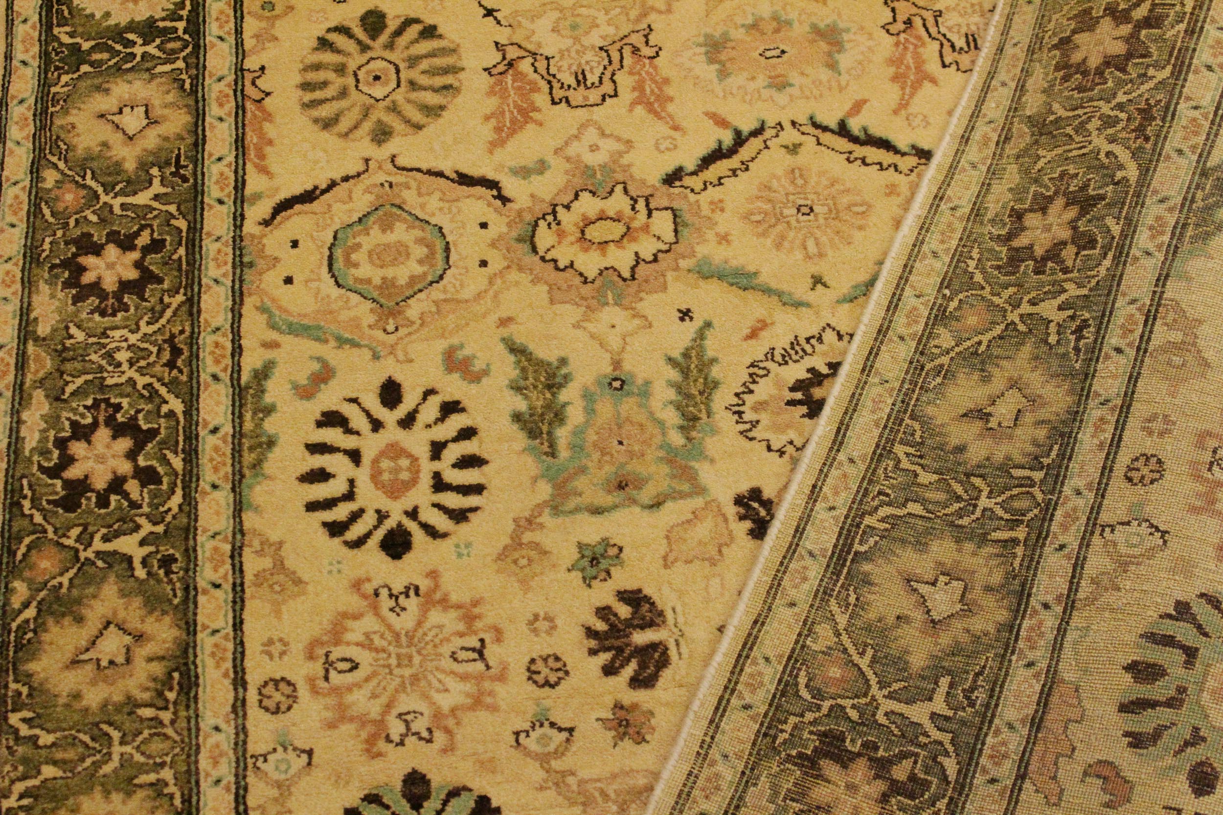 handmade Traditional Sultanabad Beige Green Hand Knotted RECTANGLE 100% WOOL area rug 4x6