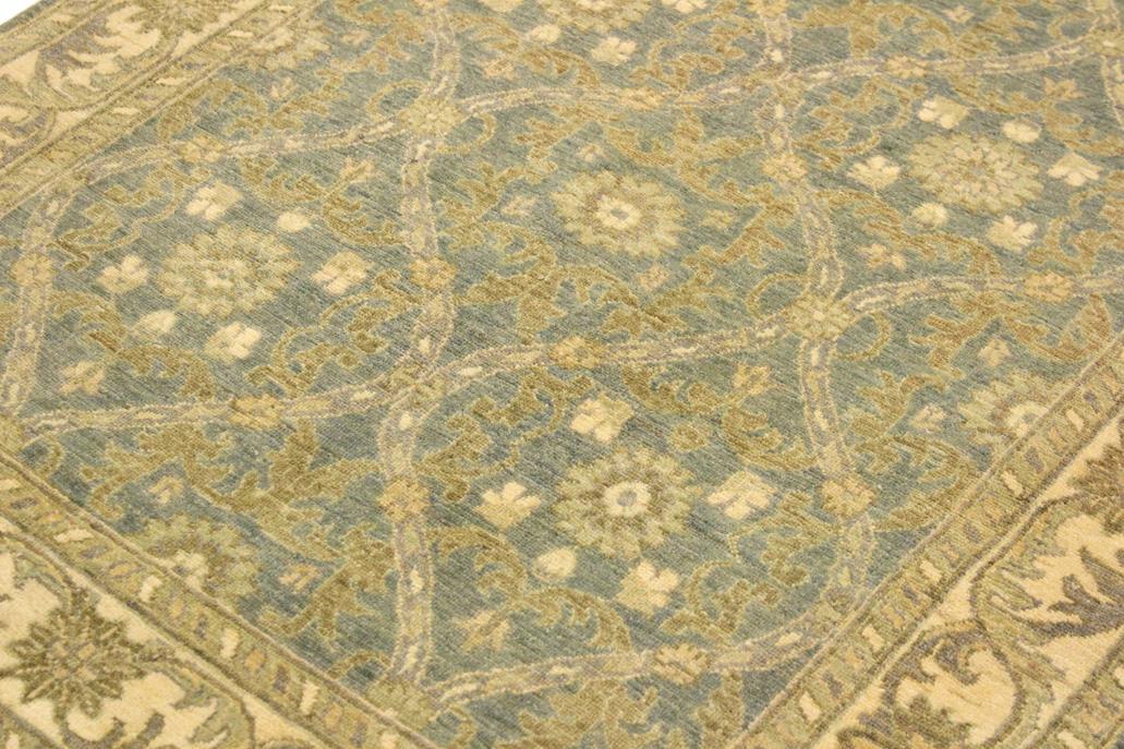 handmade Transitional Kafkaz Lt. Blue Ivory Hand Knotted RECTANGLE 100% WOOL area rug 4 x 6