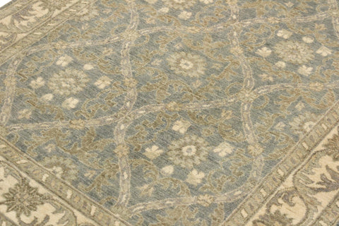 handmade Transitional Kafkaz Lt. Blue Ivory Hand Knotted RECTANGLE 100% WOOL area rug 4' x 6'