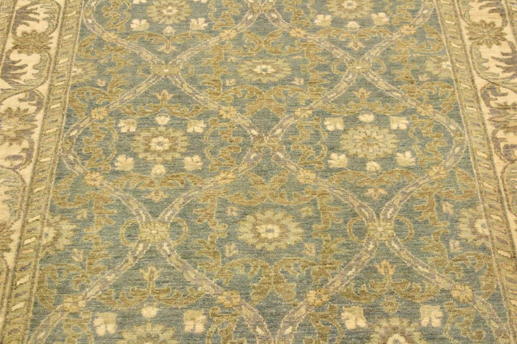 handmade Transitional Kafkaz Lt. Blue Ivory Hand Knotted RECTANGLE 100% WOOL area rug 4 x 6