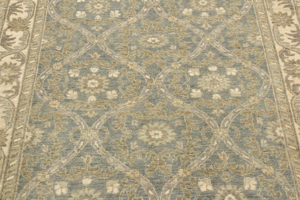 handmade Transitional Kafkaz Lt. Blue Ivory Hand Knotted RECTANGLE 100% WOOL area rug 4' x 6'