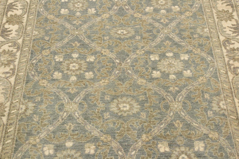 handmade Transitional Kafkaz Lt. Blue Ivory Hand Knotted RECTANGLE 100% WOOL area rug 4' x 6'