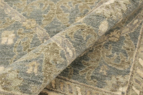 handmade Transitional Kafkaz Lt. Blue Ivory Hand Knotted RECTANGLE 100% WOOL area rug 4' x 6'