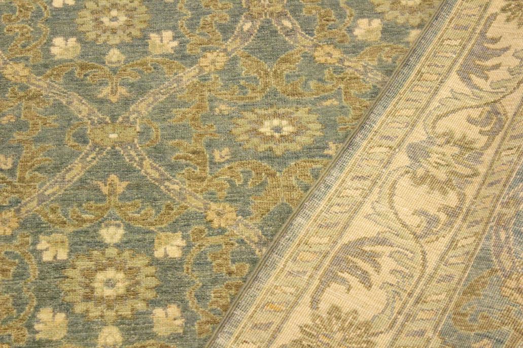 handmade Transitional Kafkaz Lt. Blue Ivory Hand Knotted RECTANGLE 100% WOOL area rug 4 x 6